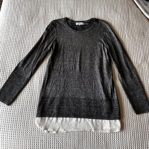 Calvin Klein Charcoal and White Long Sleeve Top